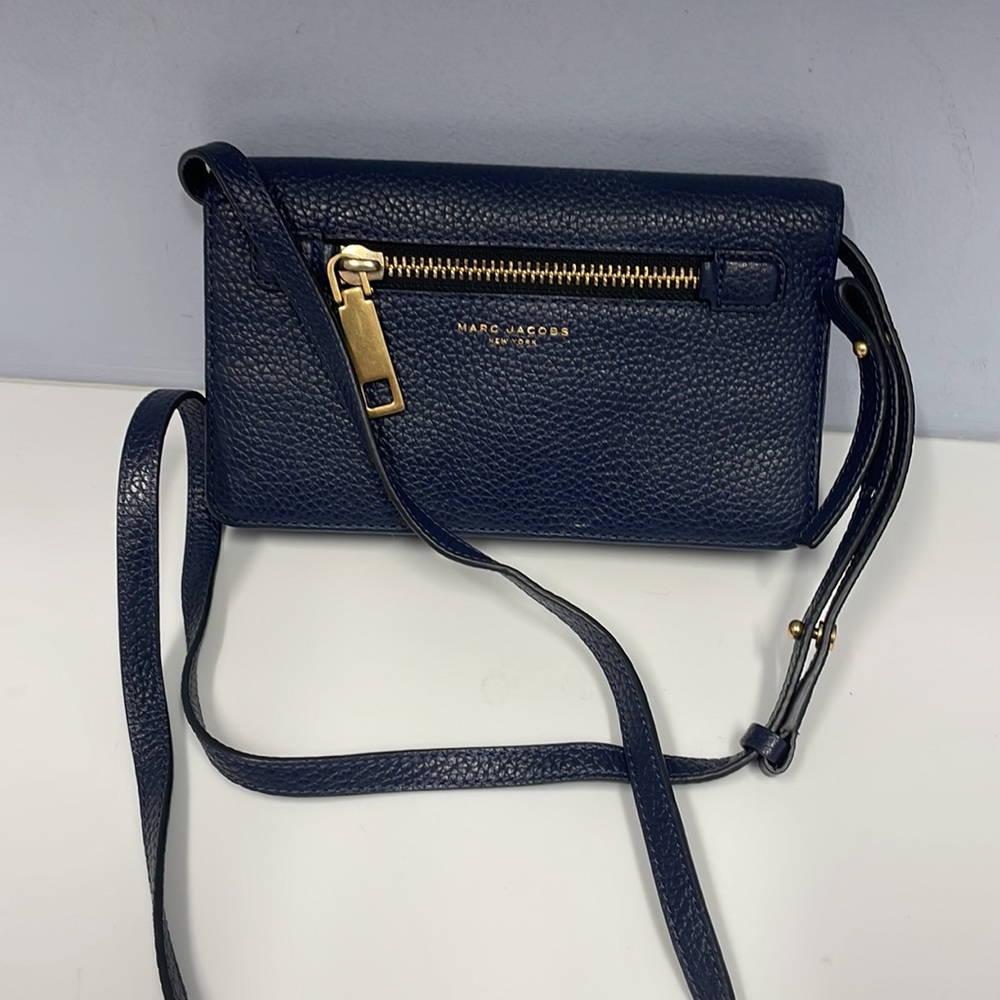 MARC JACOBS. Woman’s  crossbody purse. Leather blue Gotham   Authentic Brand